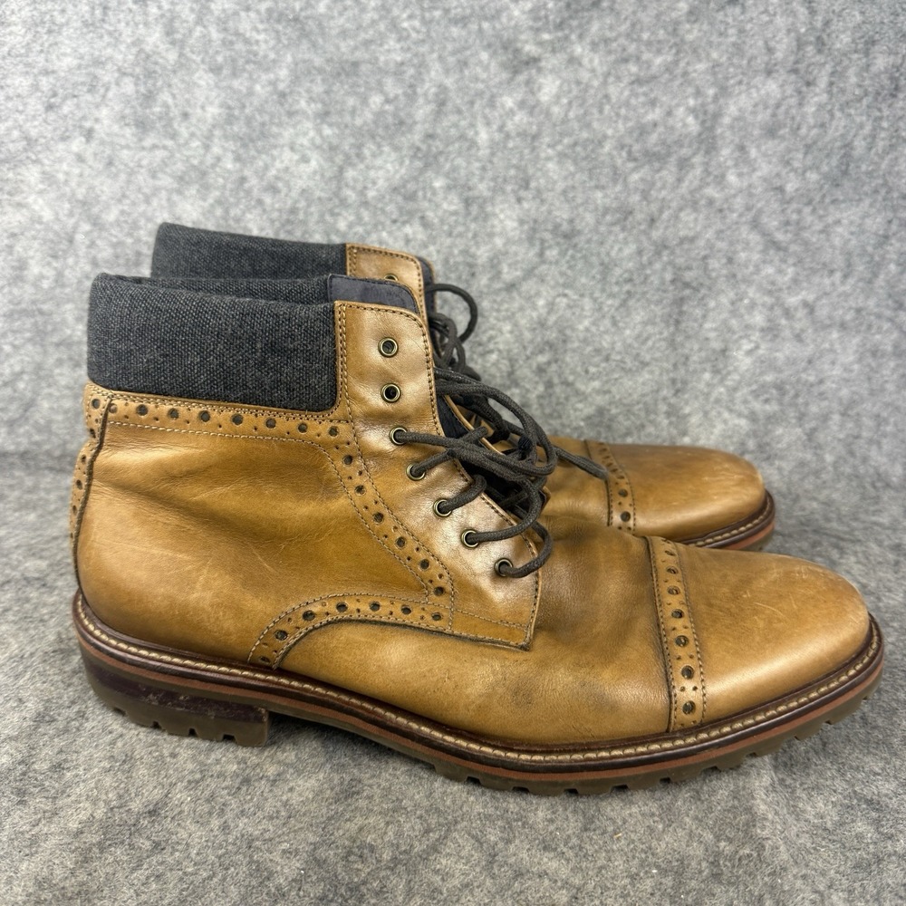 Johnston & Murphy Karnes Cap Toe Boots‎ Men Size 9.5 M Brown Leather 20-2932